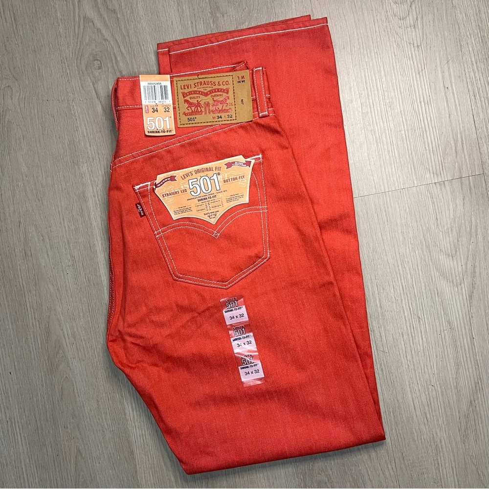 Levi's 501 Original Fit Straight Leg Button Fly Jeans Red